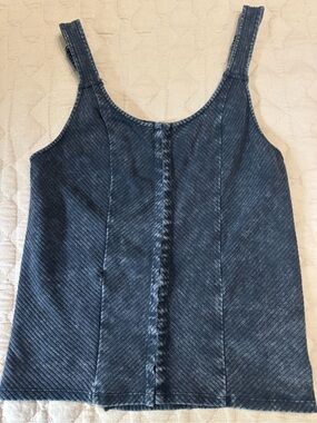 Gilded Intent Ribbed Scoop-Neck Camisole in Washed Grey XL Hook Clasp Front